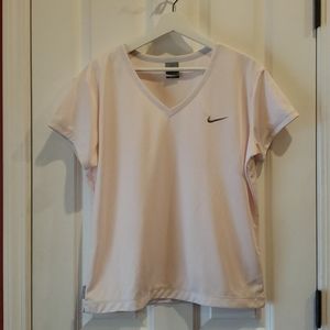 NIKE Dri-Fit Pink V-Neck Short Sleeve Tee XL 16-18